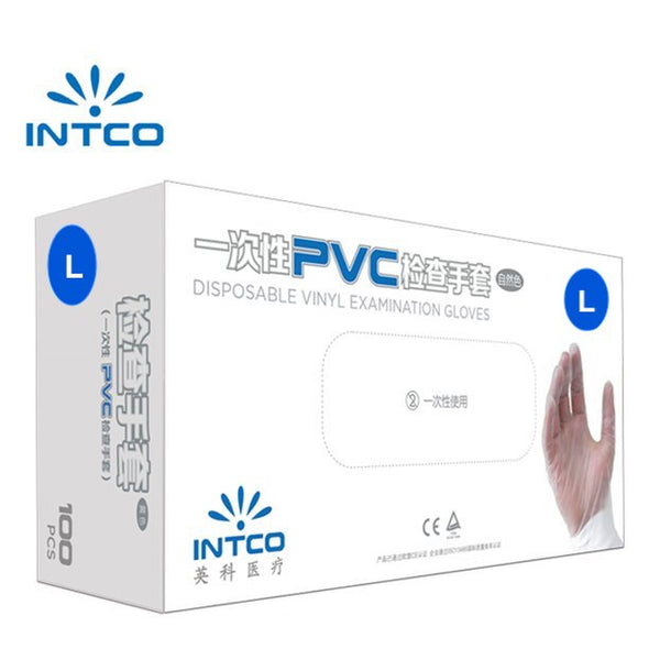 INTCO 100PCS Disposable PVC Gloves Examination Gloves Powder Free